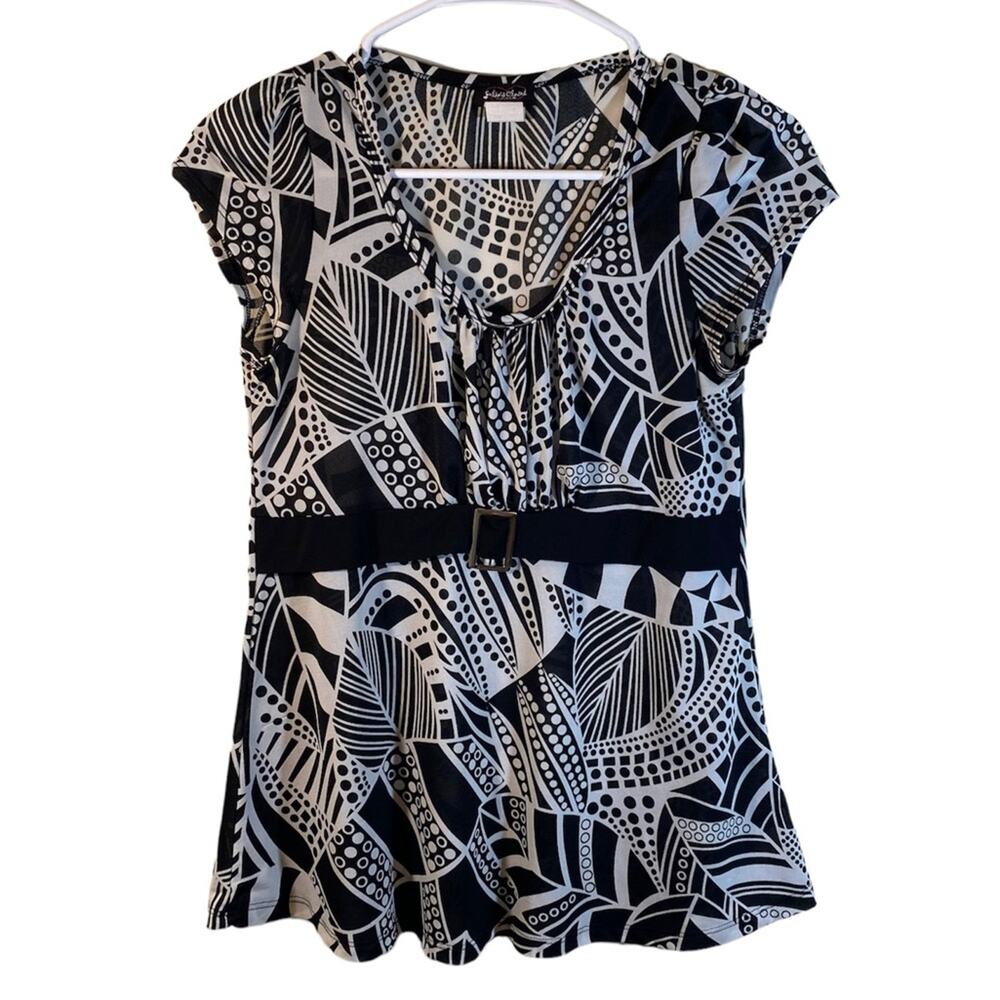 Vintage Julie’s Closet Maternity Top Black White Size Medium